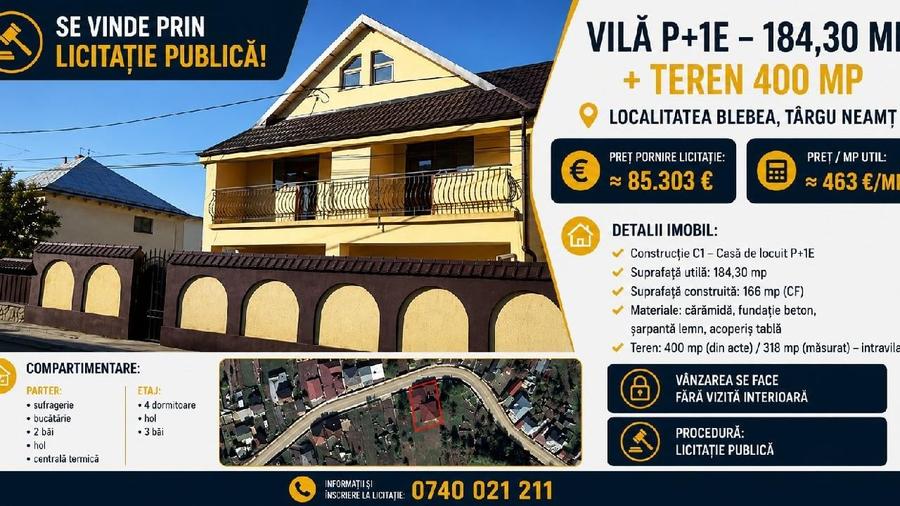 Casă individuală cu 4 camere cu Teren 400 Mp în Central