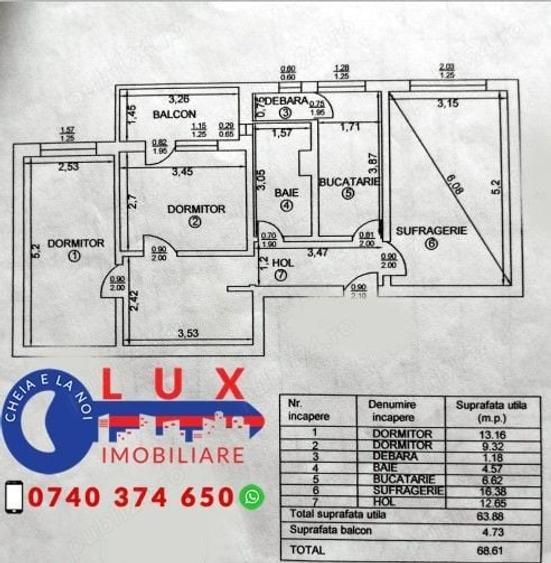 Apartament cu 3 camere decomandat în Piața Nouă