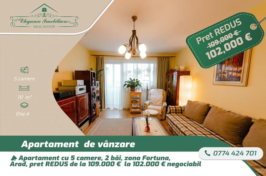 Apartament cu 5 camere decomandat, mobilat în Fortuna