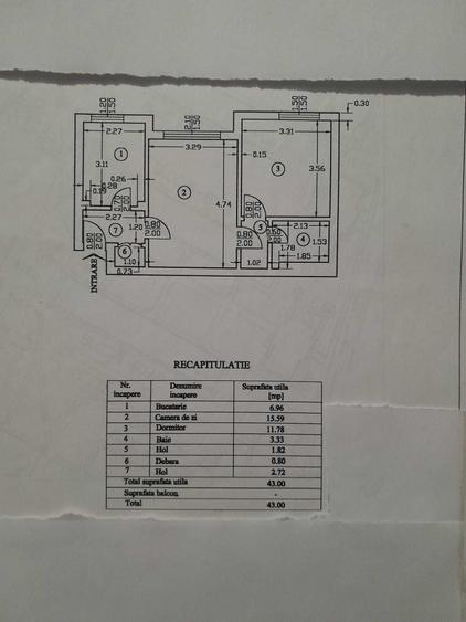 Apartament cu 2 camere semidecomandat în Central