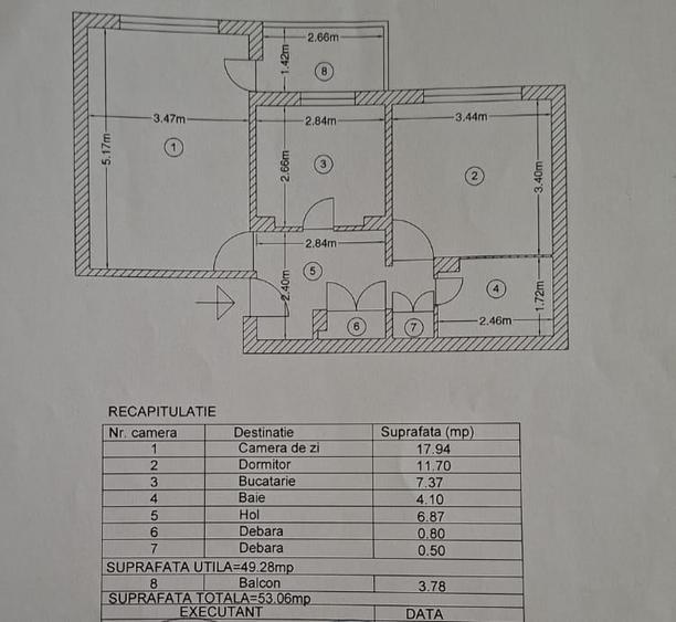 Apartament cu 2 camere decomandat în Popa Șapcă