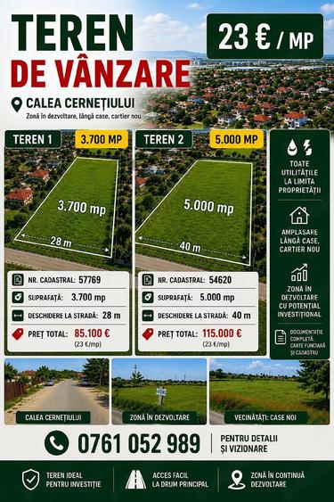 Teren de 3700 mp, în Central