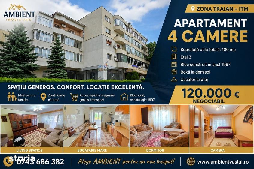 Apartament cu 4 camere decomandat în Traian