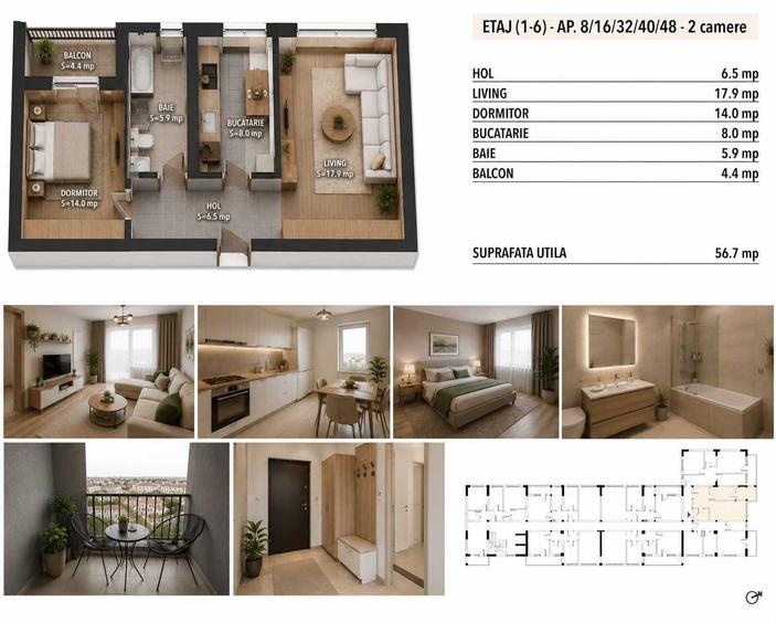 Apartament 2 camere - decomandat - acte finalizate - bloc nou - 1