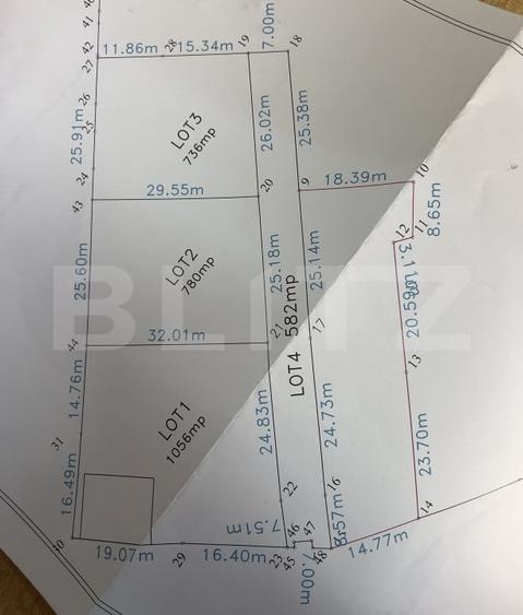 Teren Construcții extravilan de 738 mp, în Nord