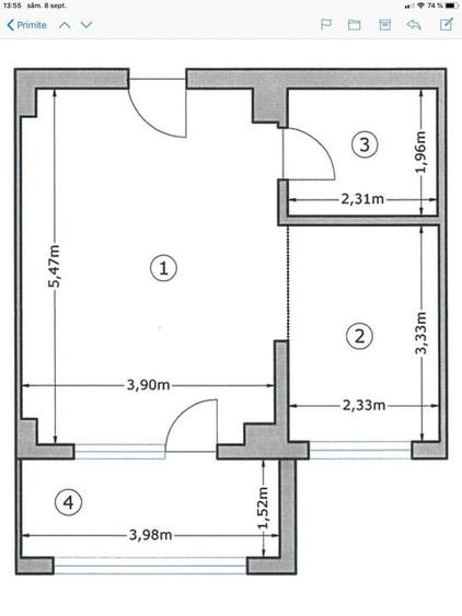 Apartament cu 2 camere semidecomandat în Chiajna