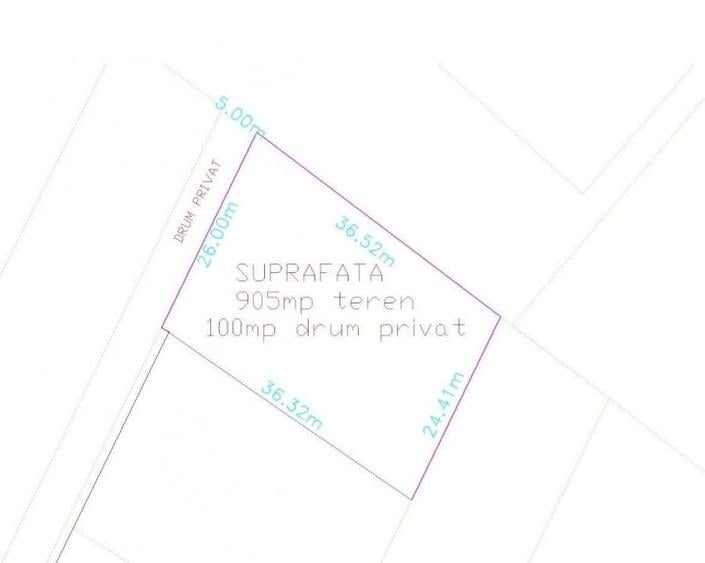 Teren Construcții extravilan de 1005 mp, în Sud-Vest