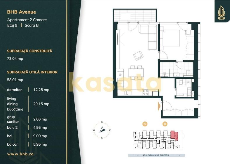 Apartament cu 2 camere semidecomandat în Barbu Văcărescu
