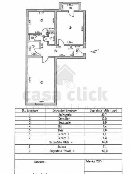 Apartament cu 2 camere decomandat în Ultracentral