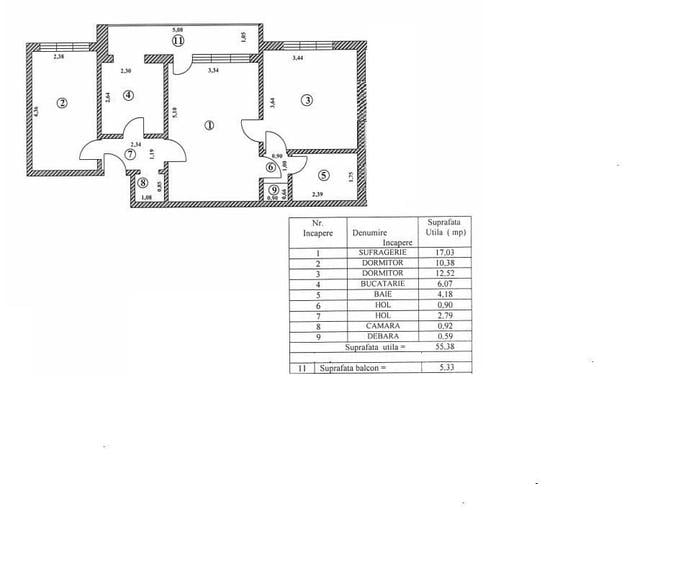 Apartament cu 3 camere în Țiglina 2