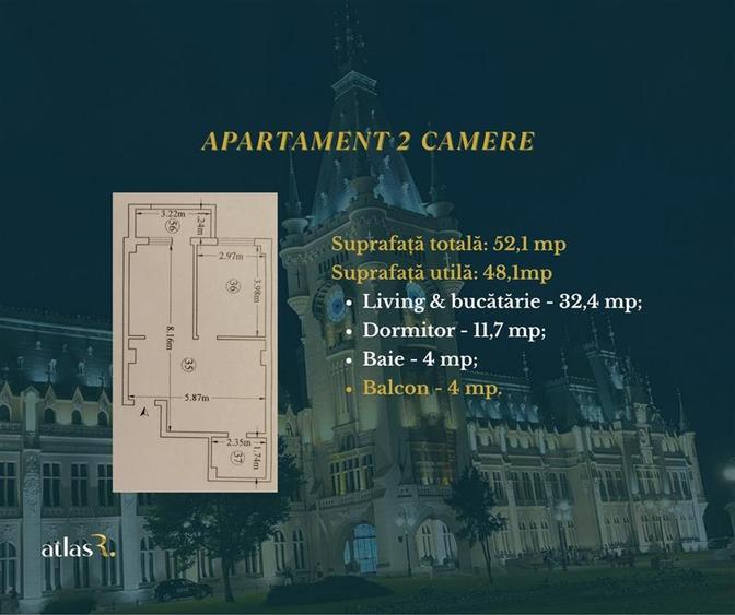 Apartament cu 2 camere decomandat, mobilat în Cug