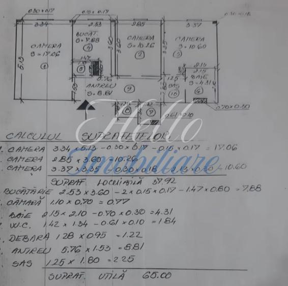 Apartament cu 3 camere decomandat în Mărăști