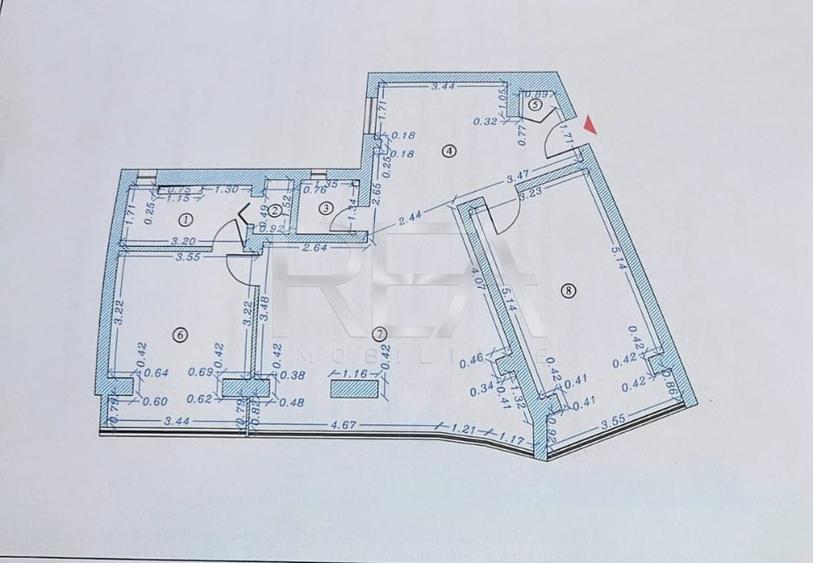 Apartament cu 3 camere semidecomandat, mobilat în Tineretului