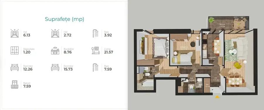 3 camere premium Cotroceni | Parcare inclusă | Dezvoltator - 9