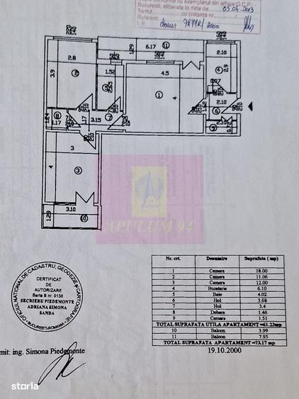 Apartament cu 3 camere semidecomandat în Militari