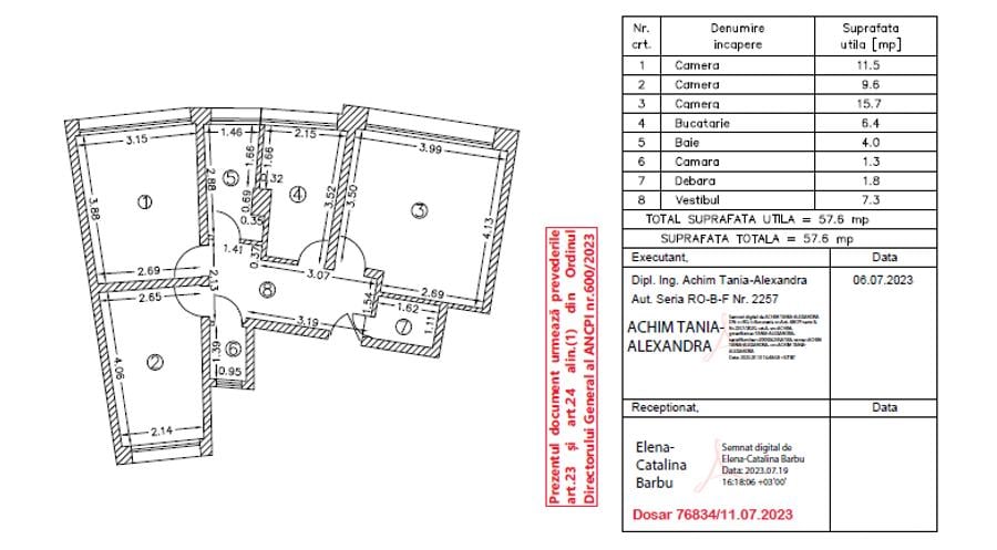 Apartament cu 3 camere decomandat, mobilat în Universitate