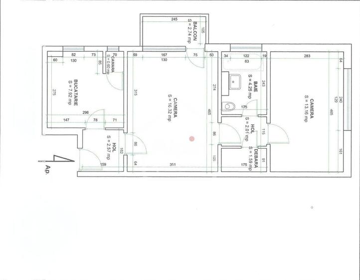 Apartament cu 2 camere semidecomandat în Centrul Civic