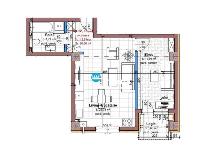 Apartament cu 2 camere decomandat în Aeroport