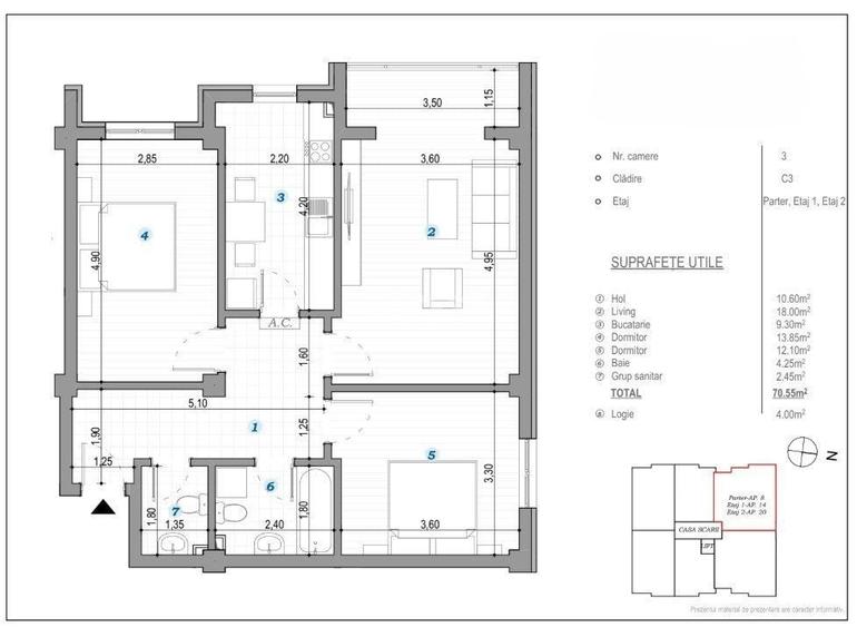 Apartament cu 3 camere în Valea Lupului