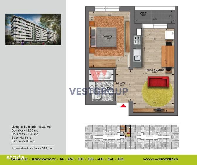 Apartament cu 2 camere în Roșu — fotografia 1