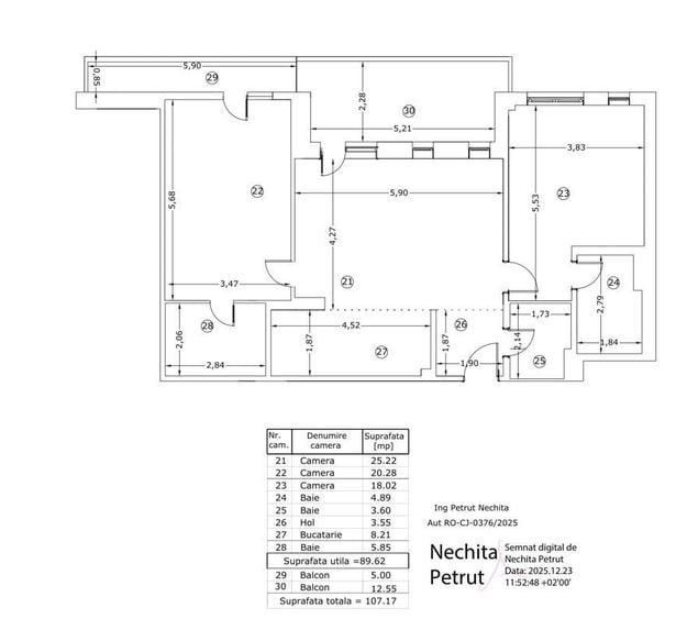 Apartament cu 3 camere decomandat în Exterior Est