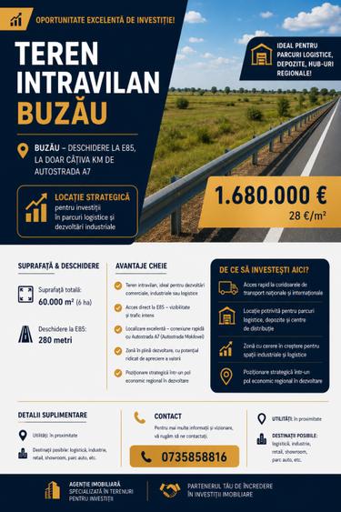 Teren Construcții intravilan de 60000 mp, în 1 Decembrie