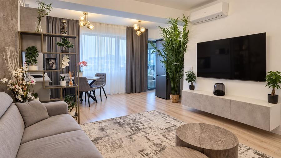 Apartament cu 2 camere semidecomandat, mobilat în Pipera
