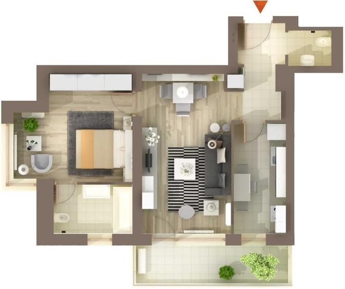 Apartament cu 2 camere semidecomandat, mobilat în Băneasa