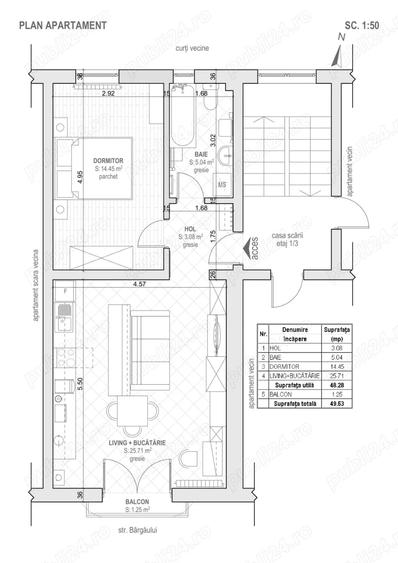 Apartament cu 2 camere decomandat în Carpați 2