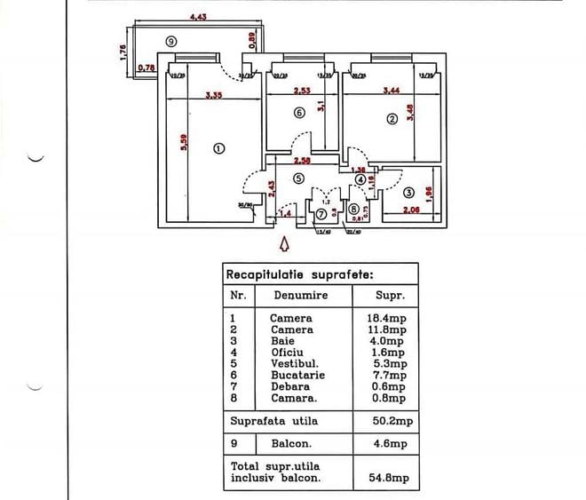 Apartament cu 2 camere decomandat în Basarabia
