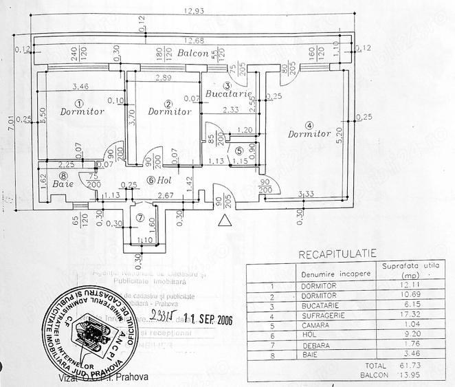Apartament cu 3 camere decomandat în Central