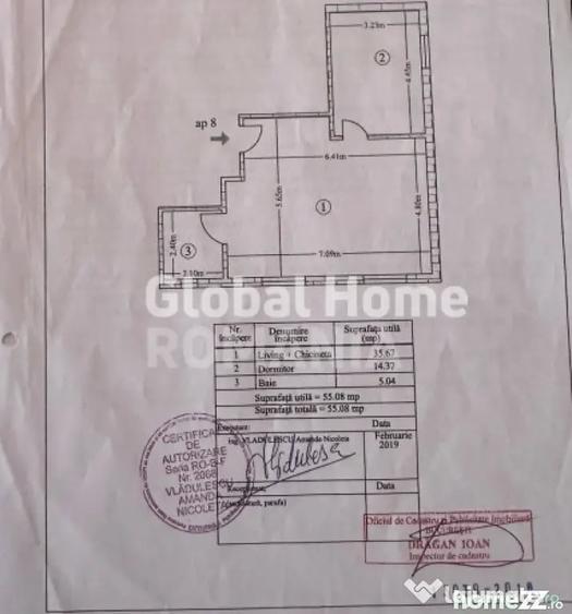 Apartament cu 2 camere semidecomandat în Olteniței