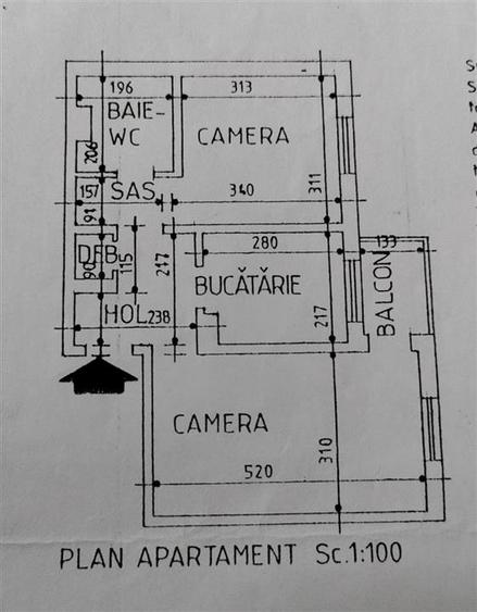 Apartament cu 2 camere decomandat în Podul de Fier