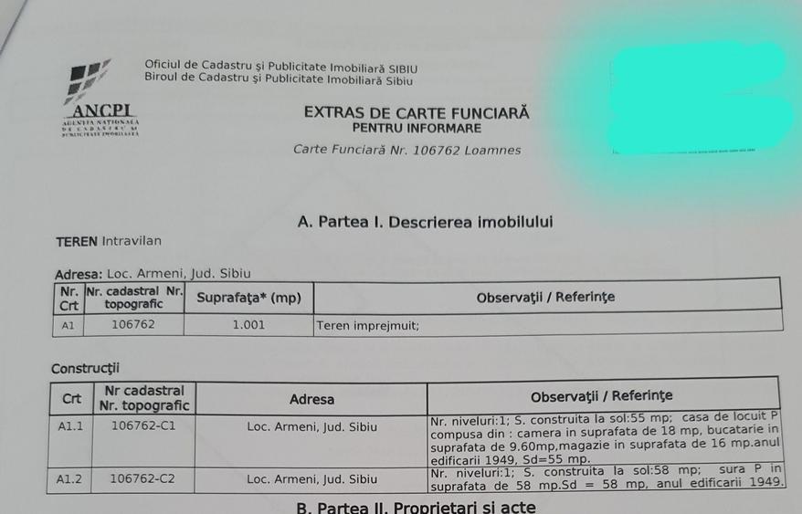 Casă cu 2 camere cu Teren 1001 Mp în Armeni