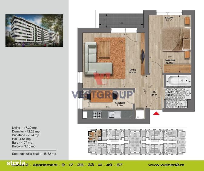 Apartament cu 2 camere în Chiajna