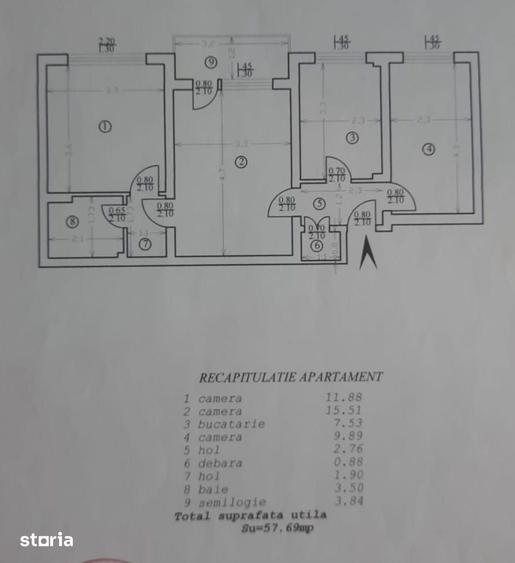 Apartament cu 3 camere decomandat în Podu Roș