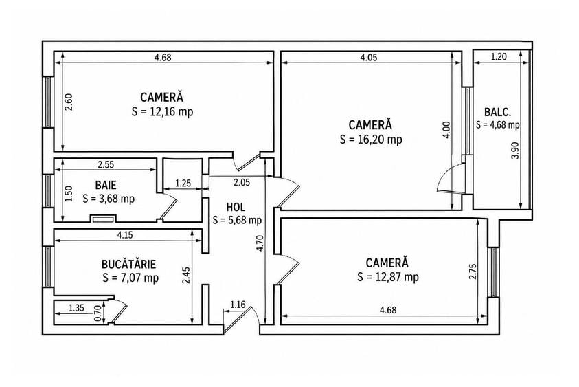 Apartament cu 3 camere decomandat în Gheorgheni