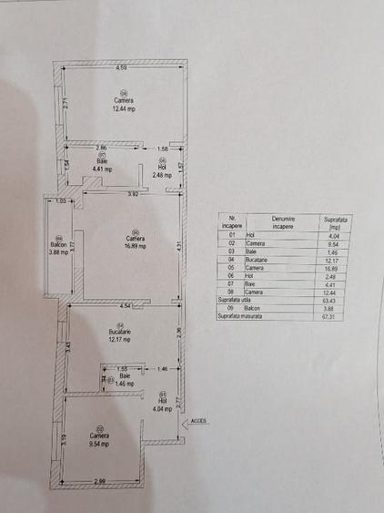 Apartament cu 3 camere semidecomandat, mobilat în Freidorf