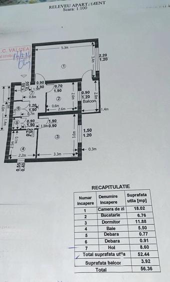 Apartament cu 2 camere decomandat în Central