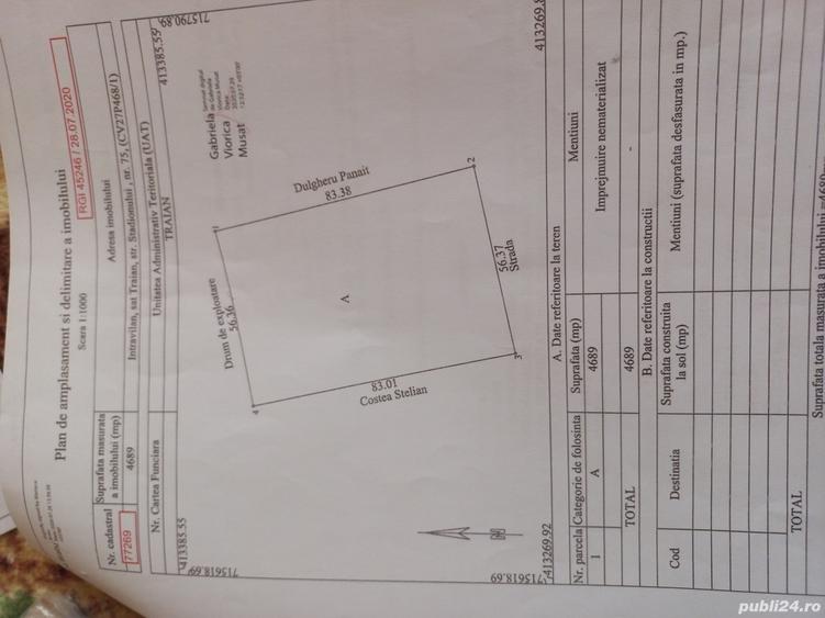 Teren de 7500 mp, în Traian