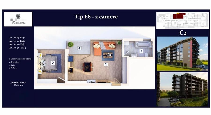 Apartament cu 2 camere semidecomandat în Central
