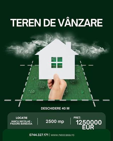 Teren Construcții intravilan de 2500 mp, în Iancu Nicolae