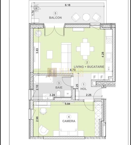 Apartament cu 2 camere decomandat în Torontalului