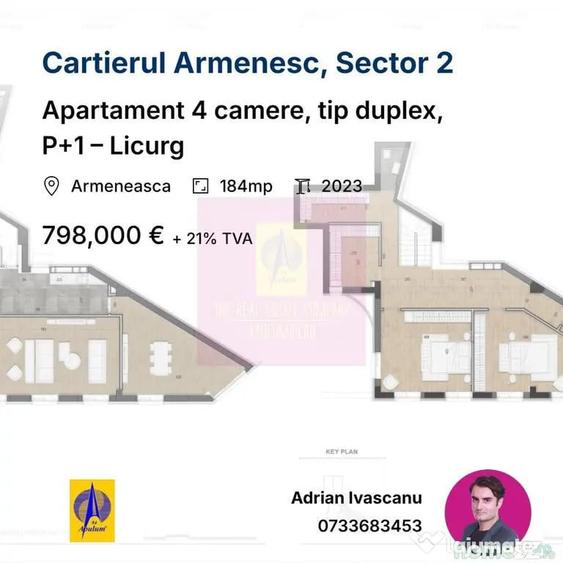 Apartament cu 4 camere decomandat în Central