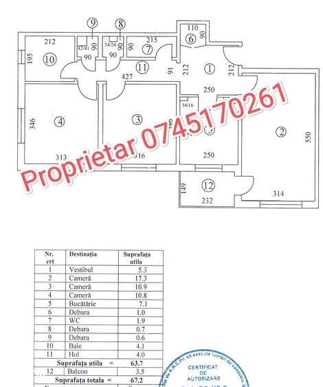 Apartament cu 3 camere decomandat în Berceni
