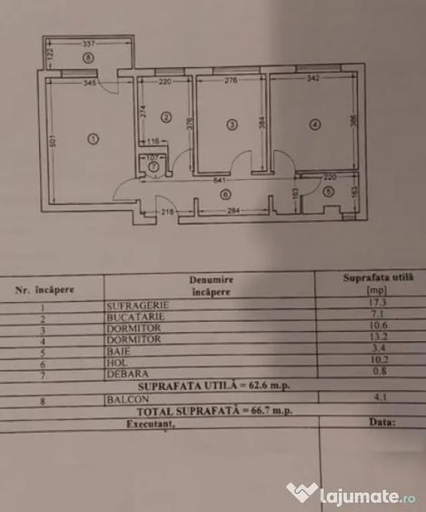 Apartament cu 3 camere decomandat în Tomis Nord