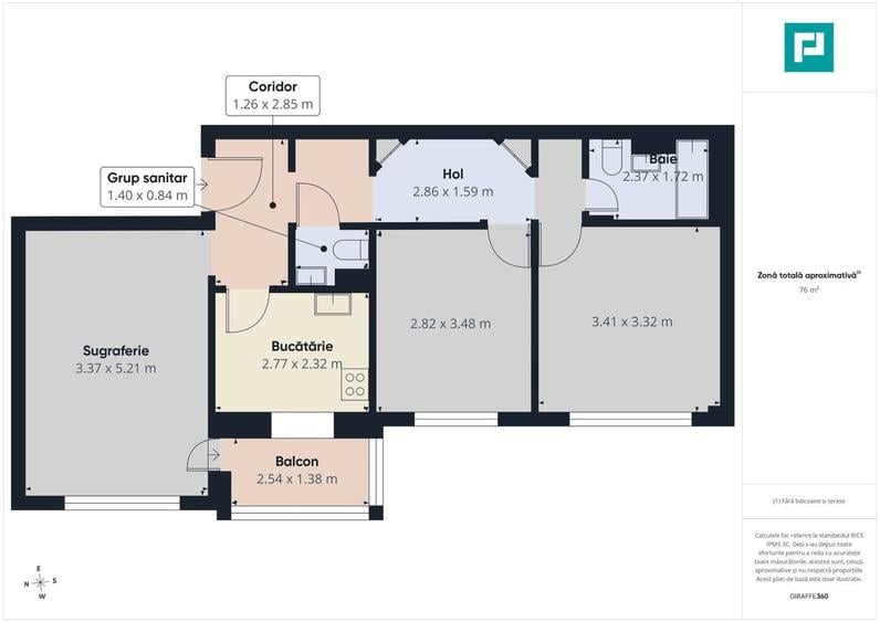Apartament cu 3 camere decomandat în Alfa