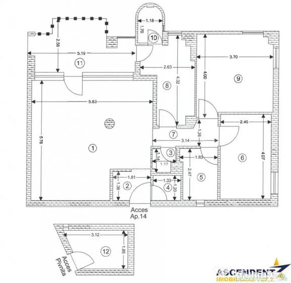 Apartament cu 3 camere decomandat în Centrul Civic