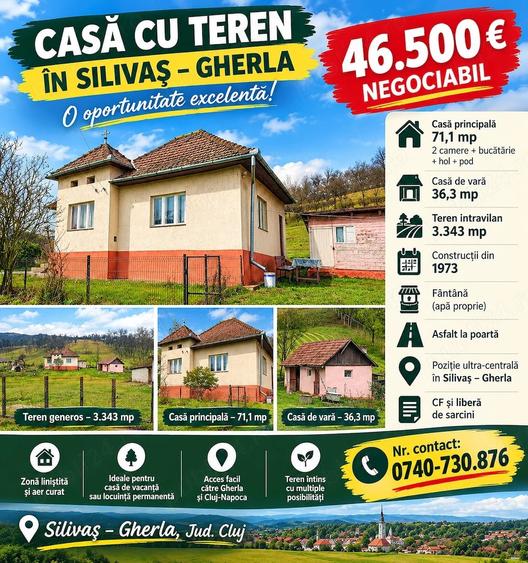 Casă cu 2 camere cu Teren 3343 Mp în Silivaș