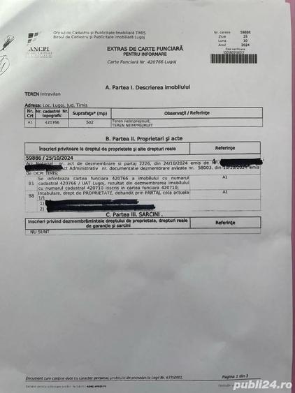Teren de 480 mp, în Central